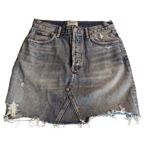 AGOLDE jeans Y2k high rise frayed distressed denim mini skirt 27